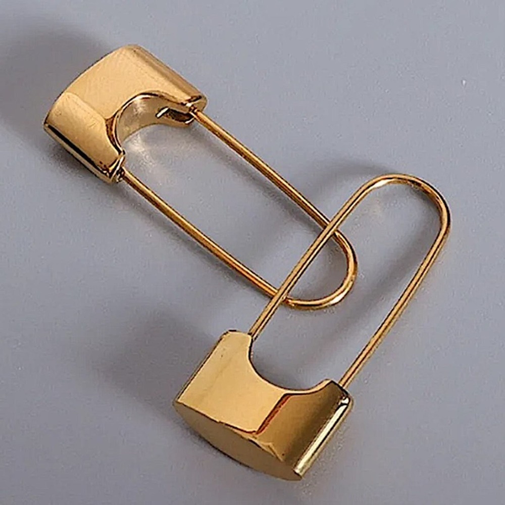 Gold Lock Safety Pin Earrings, Minimalist, Dainty, Gift For Teenager